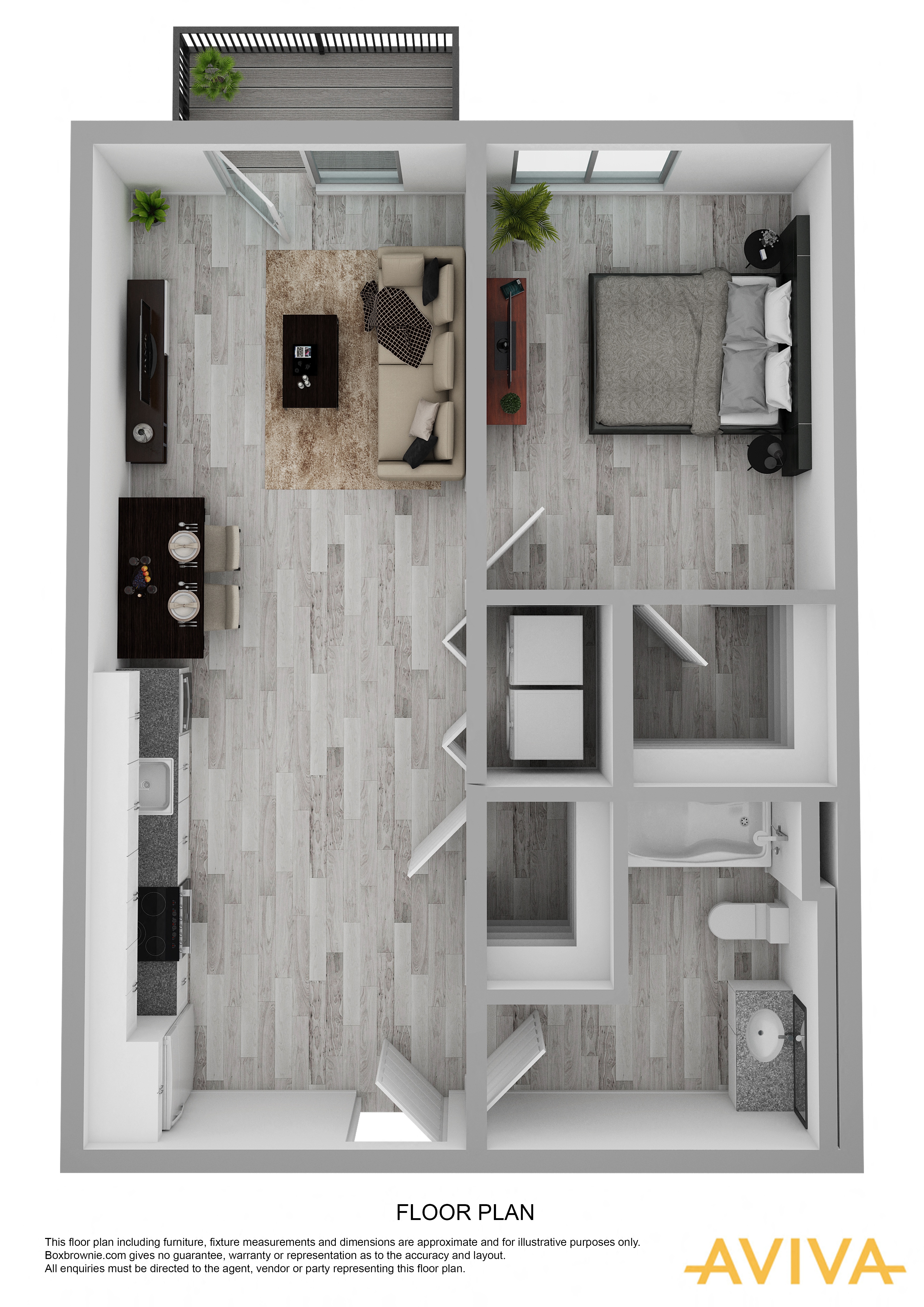1 bedroom apartment floor plan at AVIVA Apartments